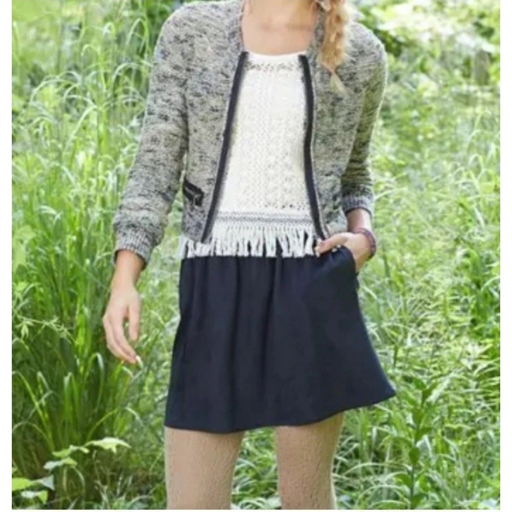 Matilda Jane Mini Skirt Size Medium Black Faux Suede Pleated Elastic Waist‎ NWT